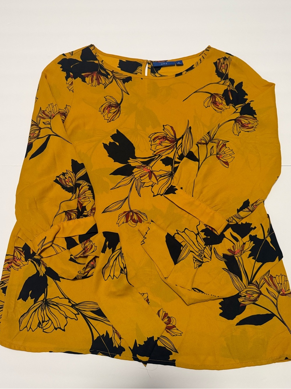 Apt. 9 Mustard Floral Long-Sleeve Tunic